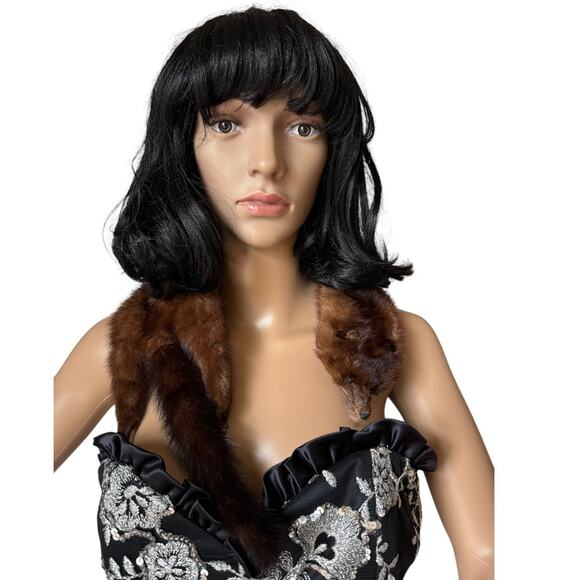 TANNED MINK PELT 29” Scarf Drape Stole Wrap Collar Natural Leather Taxidermy - Picture 1 of 16